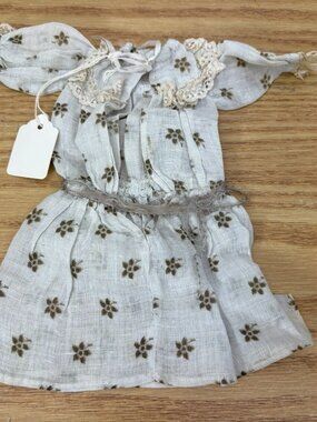 Early Maine Muslin Antique Handmade Dress Doll Baby 9" Long VTG Baby Doll Dress